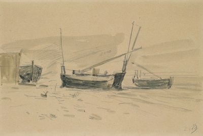 Kleine gestrandete Boote von Eugene Louis Boudin